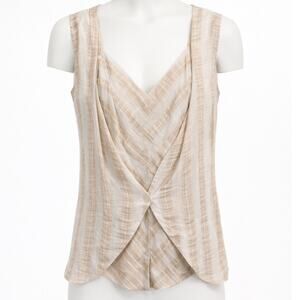 Yigal Azrouel Blouse Women XS/S Beige Sheer Gauze Wrap Y2K Sleeveless Minimalist
